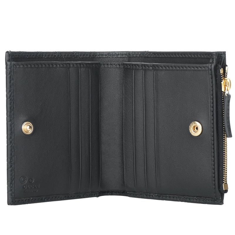 Gucci Micro GG Guccissima Leather Small Bifold Wallet 510318  Black