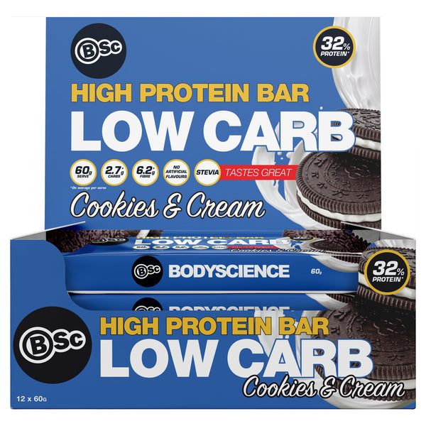 Body Science High Protein Bar 60g - Cookies & Cream 12 Box