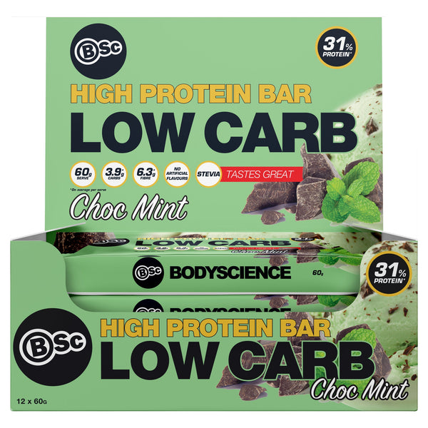 Body Science High Protein Bar 60g - Choc Mint 12 Box