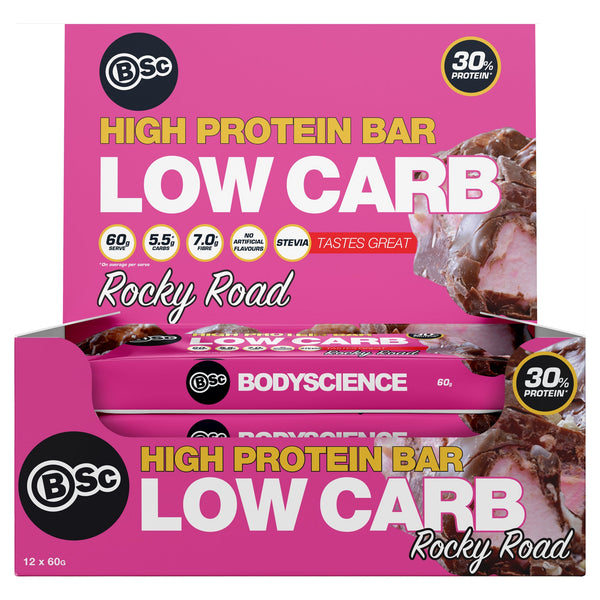 Body Science High Protein Bar 60g - Rocky Road 12 Box