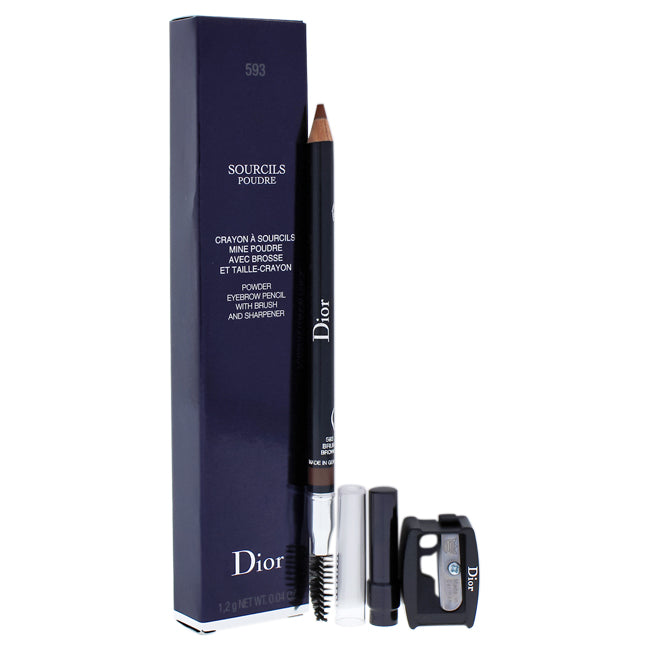 Christian Dior Powder Eyebrow Pencil With Brush and Sharpener - 593 Brown by Christian Dior for Women - 0.04 oz Eyebrow Pencil