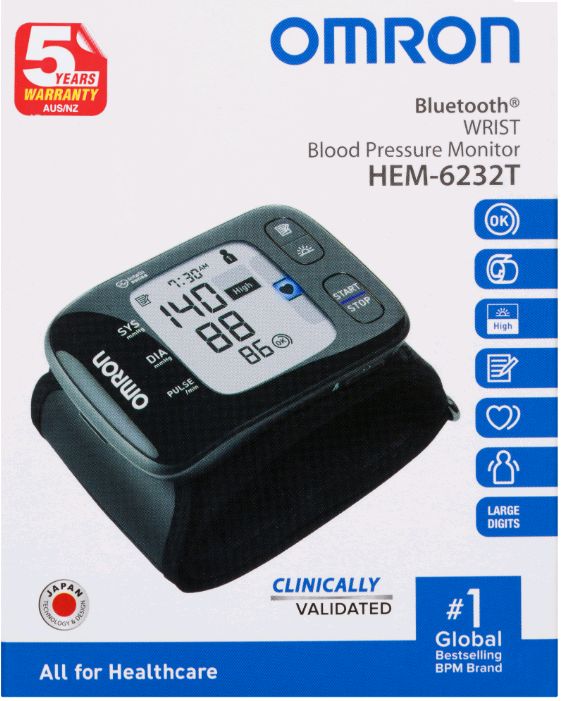OMRON Hem6232T Blood Pressure Monitor Wrist Type Bluetooth