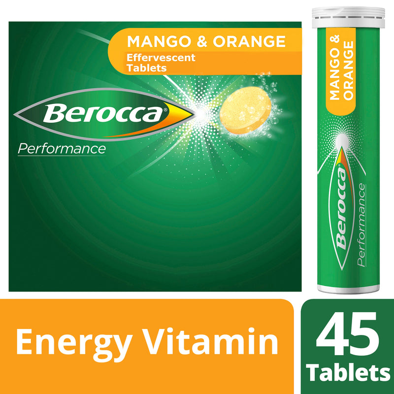 Berocca Energy Vitamin Mango & Orange Effervescent Tablets 45 Pack