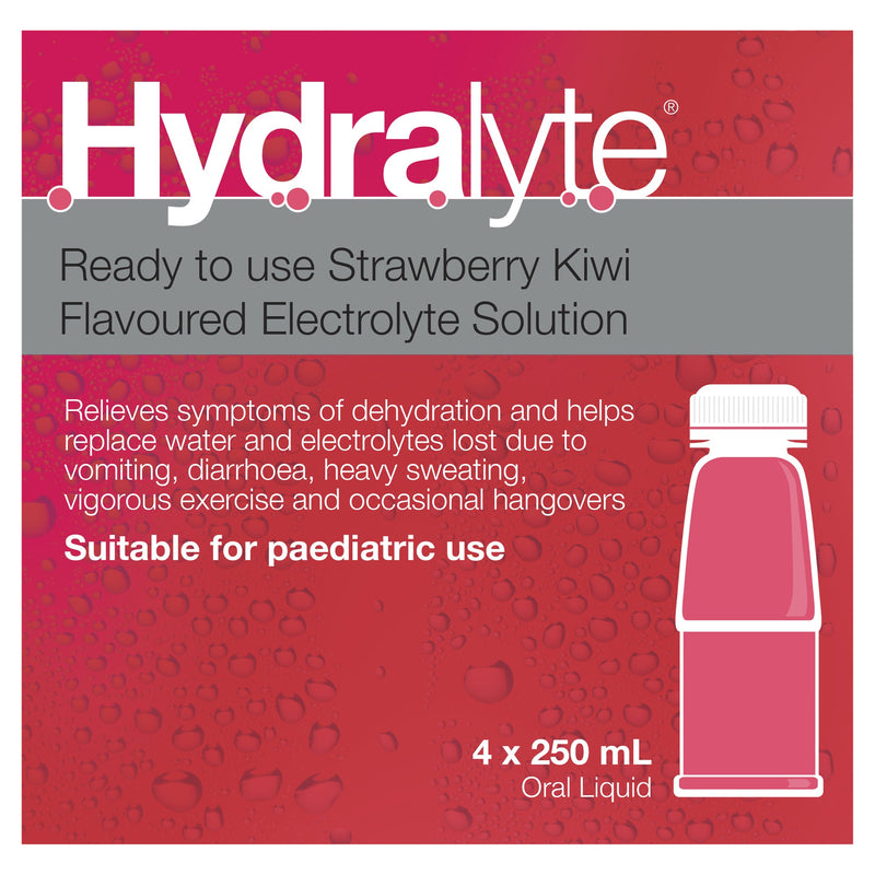 Hydralyte Liquid Strawberry/Kiwi 250ml 4 Pack