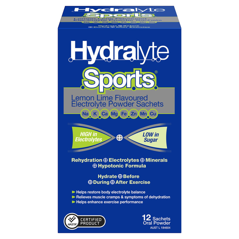 Hydralyte Sports Lemon/Lime 17.9g 12 Pack