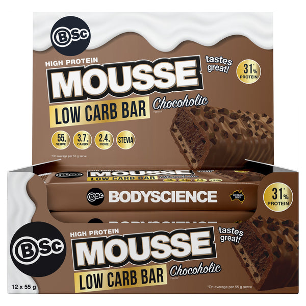 Body Science Low Carb High Protein Mousse Bar 55g - Chocoholic 12 Bar