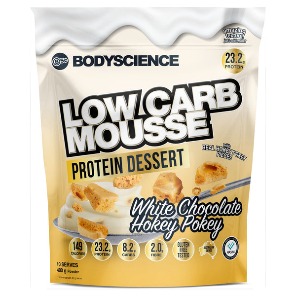 Body Science Low Carb Mousse Protein Dessert 400g - White Chocolate Hokey Pokey