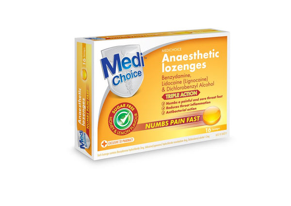 MediChoice Anaesthetic Lozenges Honey & Lemon 16 Pack