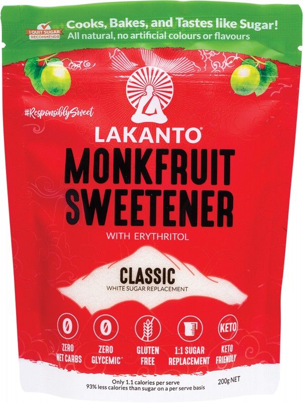 LAKANTO Classic Monkfruit Sweetener White Sugar Replacement 200g