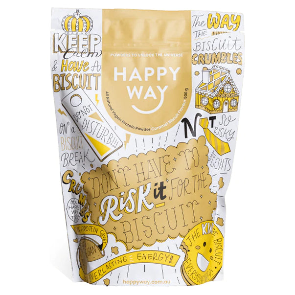 HAPPY WAY Vegan Protein Powder Caramel Biscuit 500g