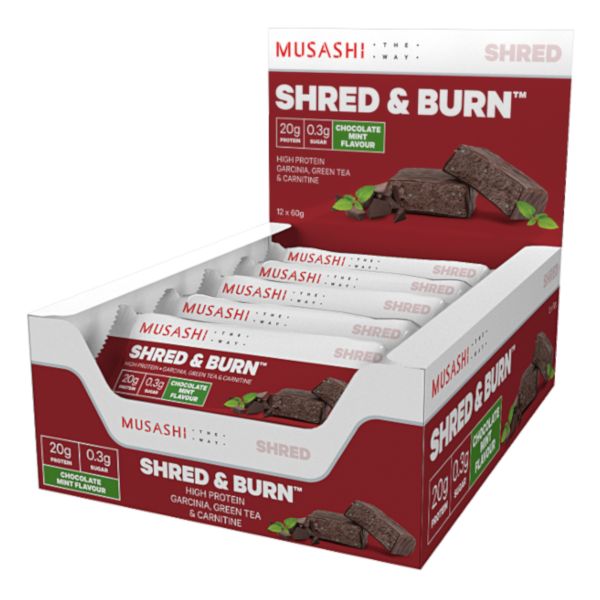 Musashi Shred & Burn Choc Mint 60g X 12