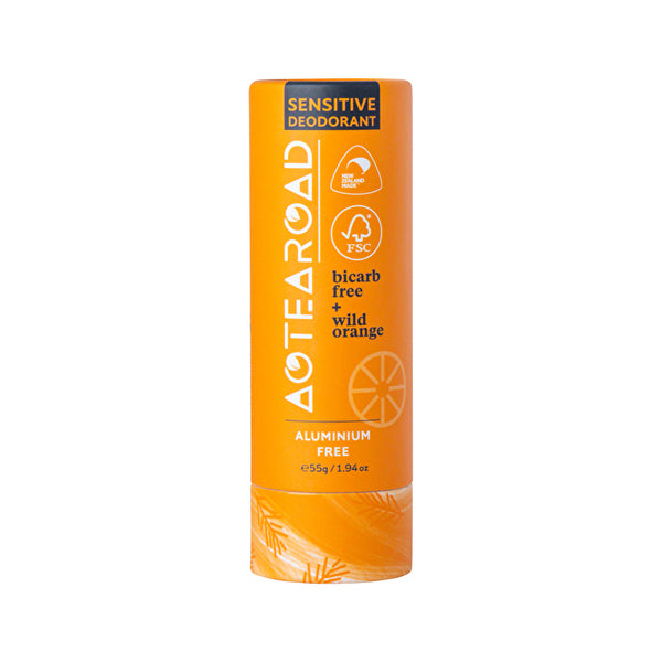 Aotearoad Natural Deodorant Stick Bicarb Free + Wild Orange 55g
