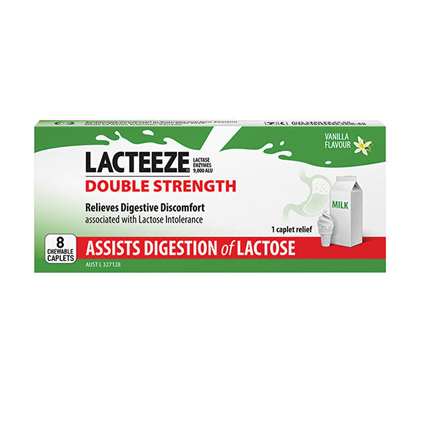 LACTEEZE BY ALLERGY FREE Lacteeze Double Strength Chewable (vanilla flavour) 8c