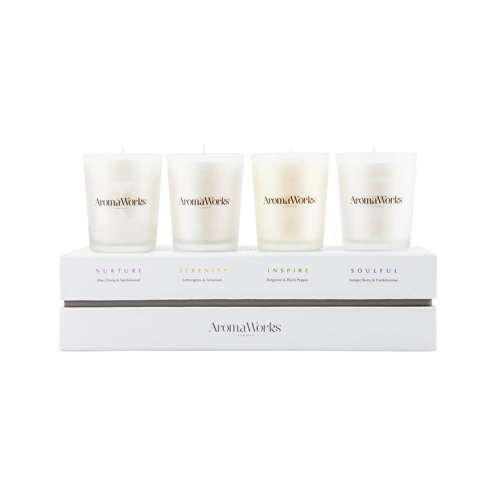 AromaWorks The Signature Range Small Candle Gift Set 75g x 4 Pack (contains: Serenity, Nurture, Soulful & Inspire