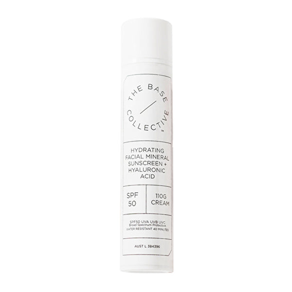 The Base Collective Hydrating Facial Mineral Sunscreen (Tinted, SPF 50) + Hyaluronic Acid Cream 110g