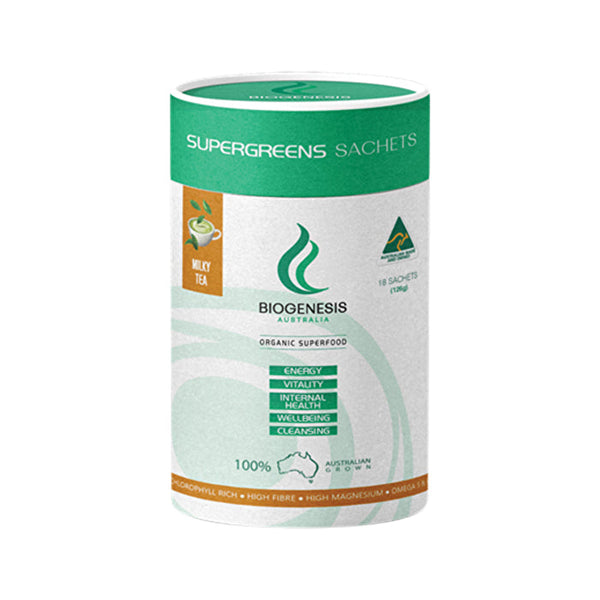 BioGenesis Australia Super Greens Milky Tea Sachets 7g x 18 Pack