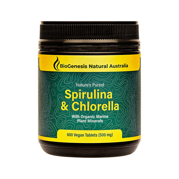 Biogenesis Natural Australia BioGenesis Natural Australia (Travel Friendly) Nature's Purest Spirulina & Chlorella with Organic Marine Plant Minerals 500mg 600t