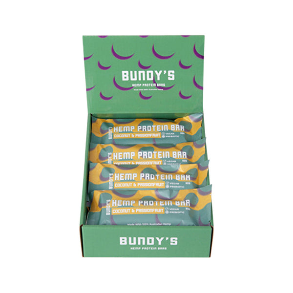 Bundys Health Bundy's Health Hemp Protein Bar Coconut & Passionfruit 60g x 12 Display