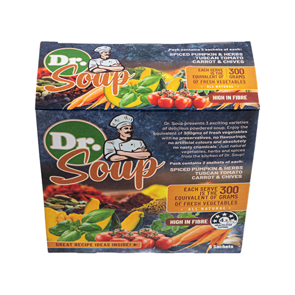 Cell-logic Cell-Logic Dr Soup Mixed Sachets 30g x 6 Pack (contains: 2 each of Spiced Pumpkin & Herbs, Tu