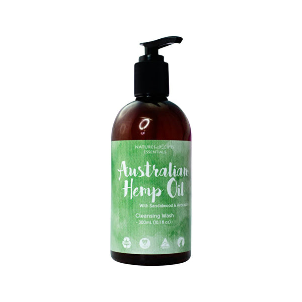 Clover Fields Natures Gifts Australian Hemp Oil with Sandalwood & Avocado Cleansing Wash 300ml