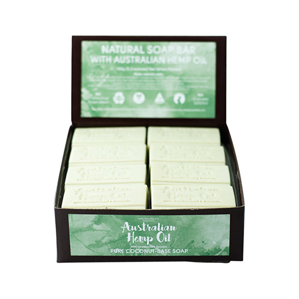 Clover Fields Natures Gifts Australian Hemp Oil with Sandalwood & Avocado Coconut-Base Soap 150g x 16 Display