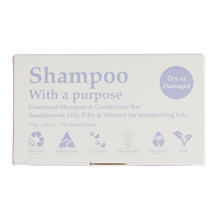 Clover Fields Shampoo with a Purpose by Clover Fields (Shampoo & Conditioner Bar) Dry or Damaged 135g