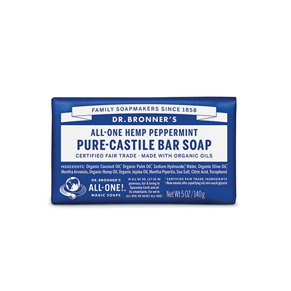 Dr. Bronner's Pure-Castile Bar Soap (Hemp All-One) Peppermint 140g