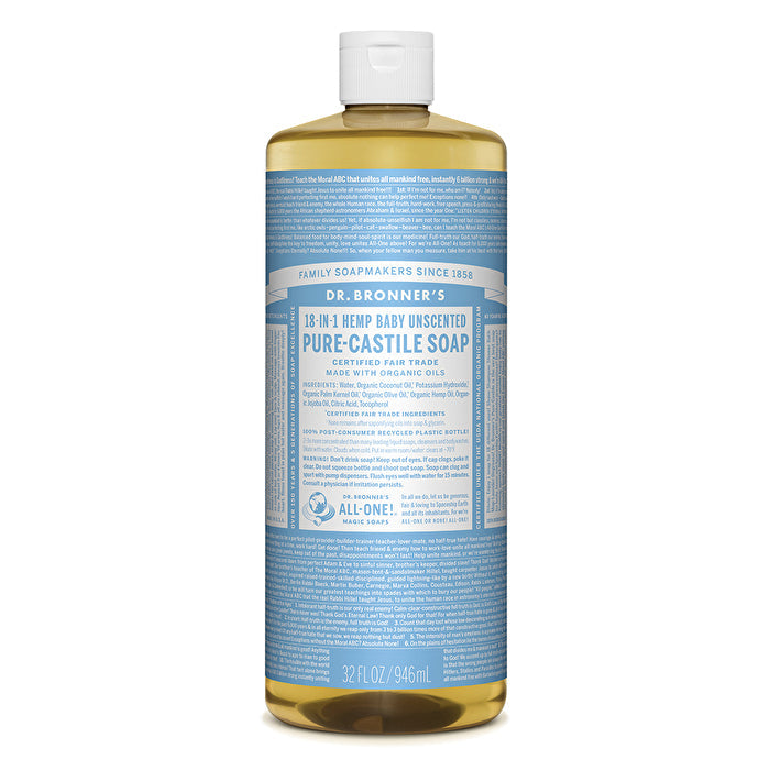 Dr. Bronner's Pure-Castile Soap Liquid (Hemp 18-in-1) Baby Unscented 946ml