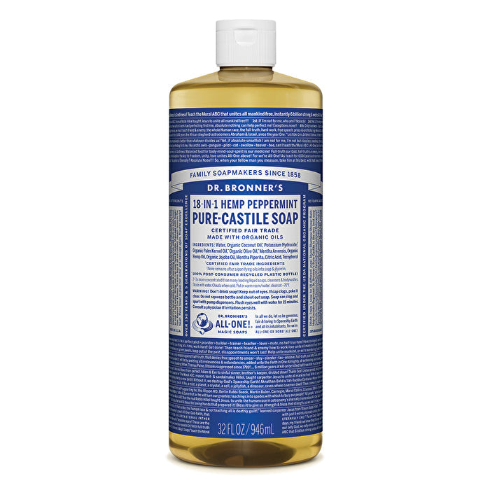 Dr. Bronner's Pure-Castile Soap Liquid (Hemp 18-in-1) Peppermint 946ml