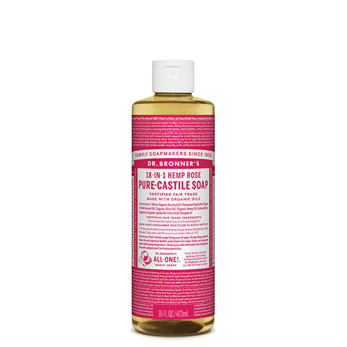 Dr. Bronner's Pure-Castile Soap Liquid (Hemp 18-in-1) Rose 473ml