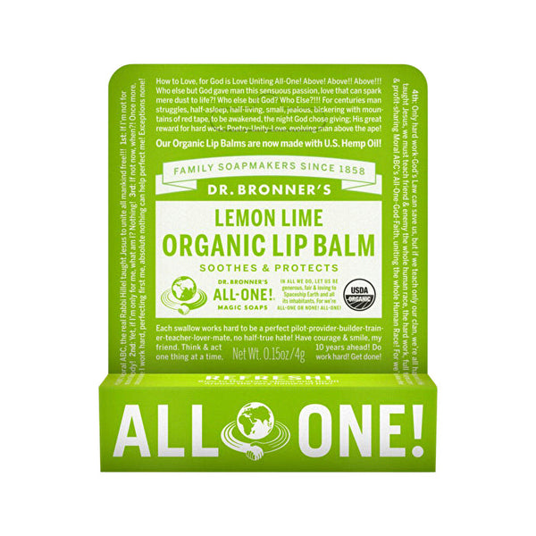 Dr. Bronner's Organic Lip Balm Hang Sell Lemon Lime 4g x 12 Display