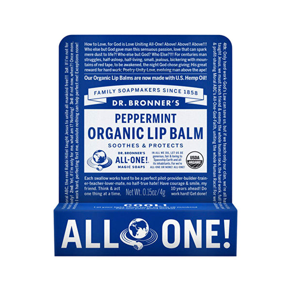 Dr. Bronner's Organic Lip Balm Hang Sell Peppermint 4g x 12 Display