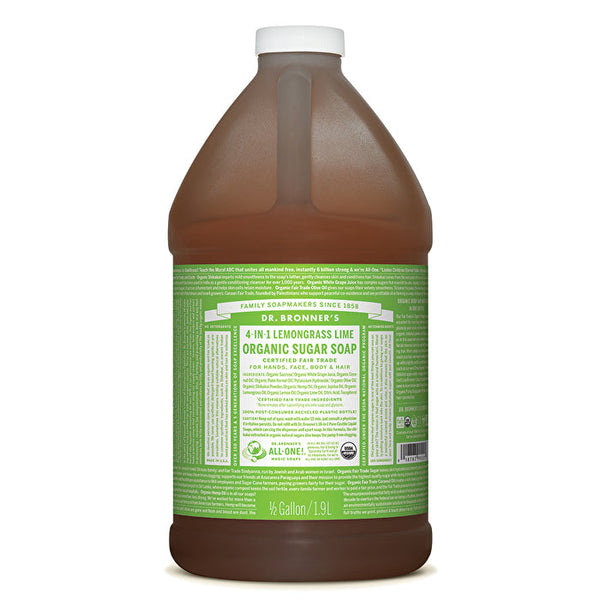 Dr. Bronner's Organic Pump Soap Refill (Sugar 4-in-1) Lemongrass Lime 1900ml