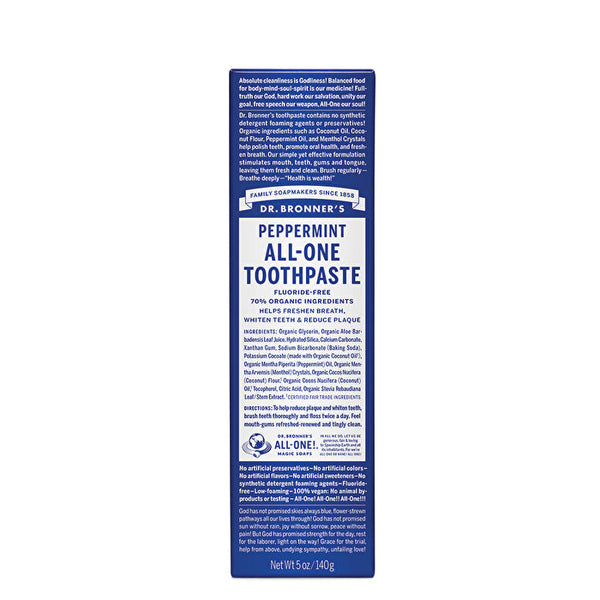 Dr. Bronner's Toothpaste (All-One) Peppermint 140g