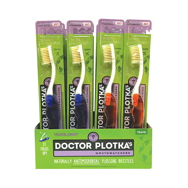 Dr Plotkas Doctor Plotka's Mouthwatchers Toothbrush Travel (foldable) Adult Soft Mixed x 24 Display (Blue/Red)