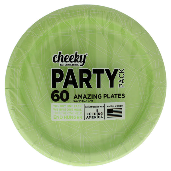 Cheeky Snack Paper Plates Pack - Geo Star Green by Cheeky for Unisex - 60 x 6.87 Inch Plate
