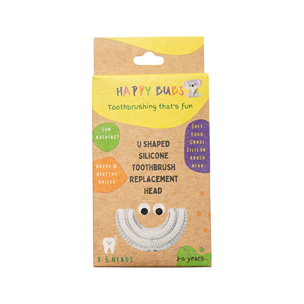 Happy Bubs Toothbrush Silicone U Shaped Replacement Head x (2-6 Years) 3 Pack