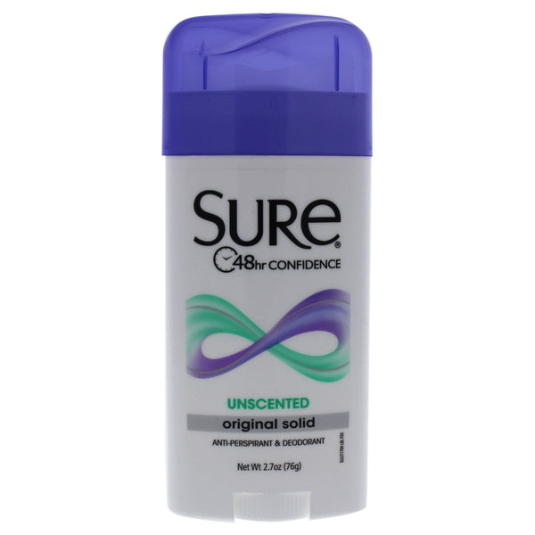 Sure Original Solid Anti-Perspirant Deodorant - Unscented by Sure for Unisex - 2.7 oz Deodorant Stick