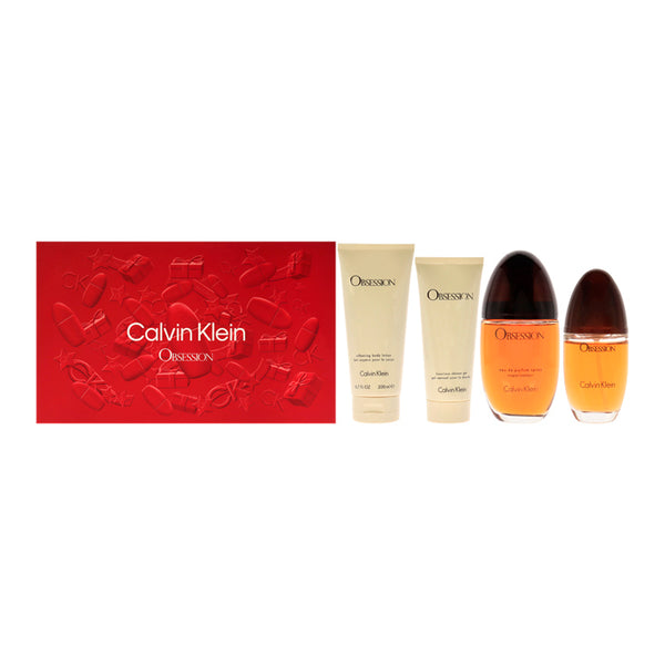 Calvin Klein Obsession For Women - 4 Pc Gift Set Eau De Parfum Spray 15ml/0.5oz Eau De Parfum Spray 100ml/3.4oz Shower Gel 200ml/6.7oz Body Lotion 100ml/3.3oz
