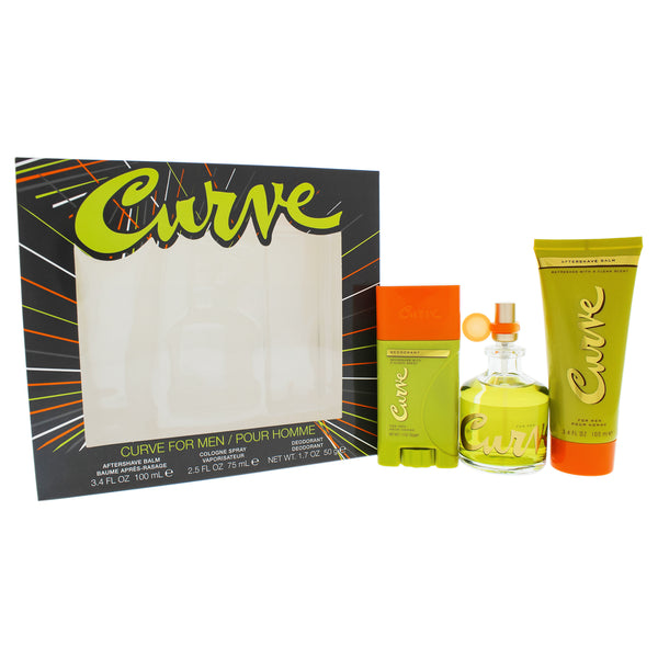Liz Claiborne Curve by Liz Claiborne for Men - 3 Pc Gift Set 2.45oz Cologne Spray, 3.4oz After Shave Balm, 1.7oz Deodorant