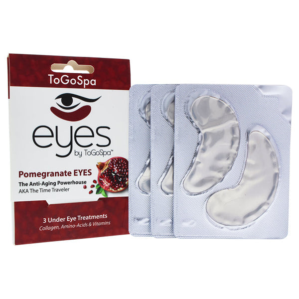 ToGoSpa Pomegranate Eyes Treatment by ToGoSpa for Unisex - 3 Pair Eye Mask