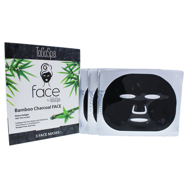 ToGoSpa Bamboo Charcoal Face Collagen Gel Mask by ToGoSpa for Unisex - 3 Pc Mask