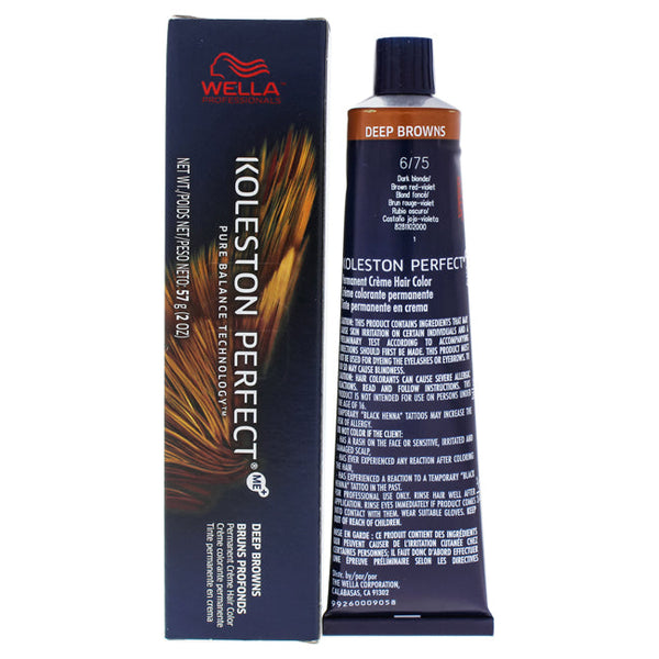 Wella Koleston Perfect Permanent Creme Hair Color - 6 75 Dark Blonde-Brown Red-Violet by Wella for Unisex - 2 oz Hair Color