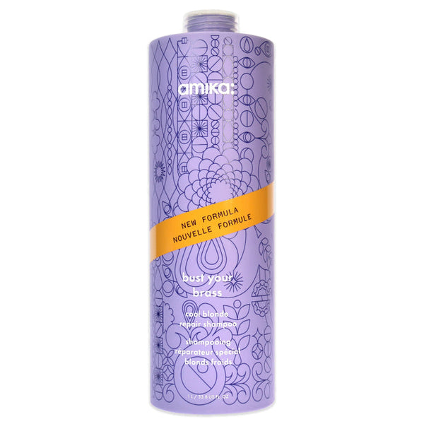 Amika Bust Your Brass Cool Blonde Shampoo by Amika for Unisex - 33.8 oz Shampoo