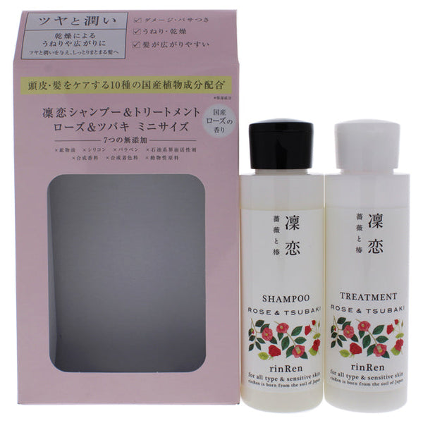 RinRen Rose and Tsubaki Duo by RinRen for Unisex - 2 Pc 3.4oz Shampoo, 3.4oz Treatment