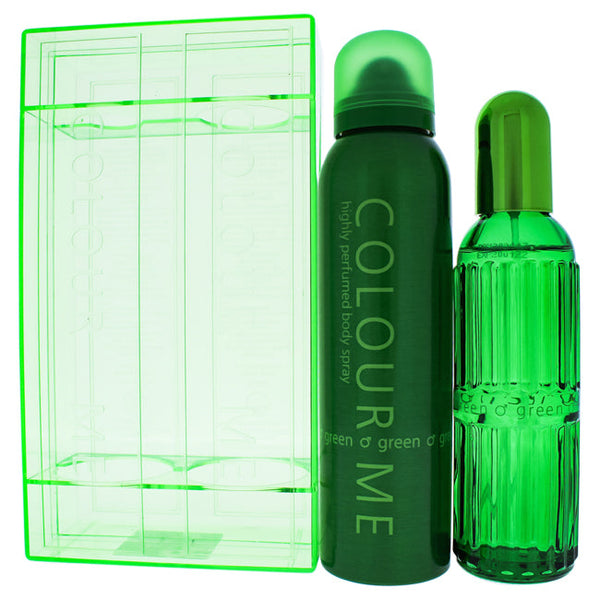 Milton-Lloyd Colour Me Green by Milton-Lloyd for Men - 2 Pc Gift Set 3oz EDT Spray, 5.1oz Body Spray