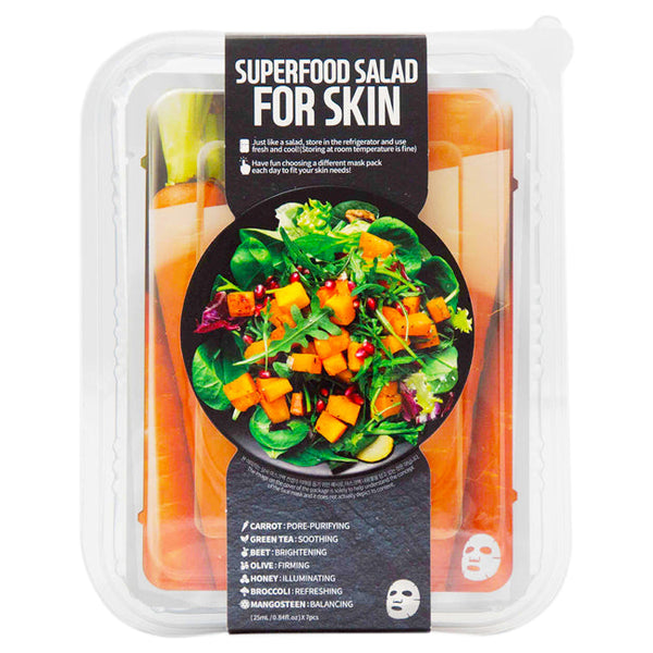 Farm Skin Superfood Salad Facial Sheet Mask For Skin - Carrot by Farm Skin for Unisex - 7 x 0.84 oz Mask