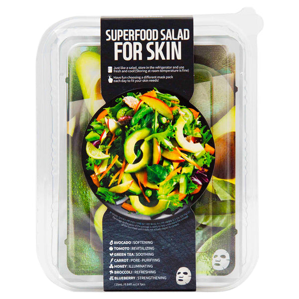 Farm Skin Superfood Salad Facial Sheet Mask For Skin - Avocado by Farm Skin for Unisex - 7 x 0.84 oz Mask