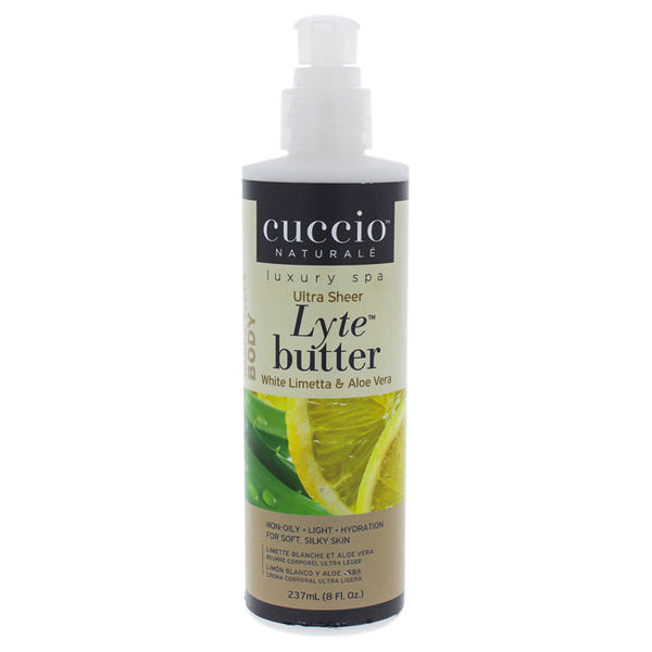 Cuccio Lyte Ultra-Sheer Body Butter - White Limetta and Aloe Vera by Cuccio for Unisex - 8 oz Body Lotion