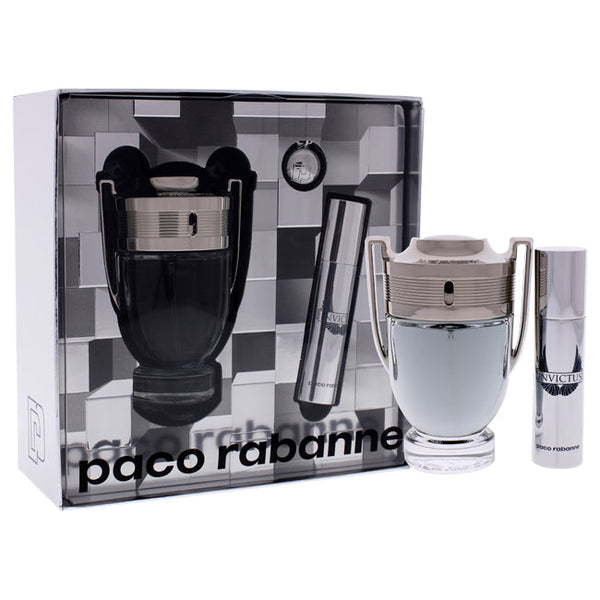 Paco Rabanne Invictus by Paco Rabanne for Men - 3 Pc Gift Set 1.7oz EDT Spray, 10ml Travel Spray, Key Ring